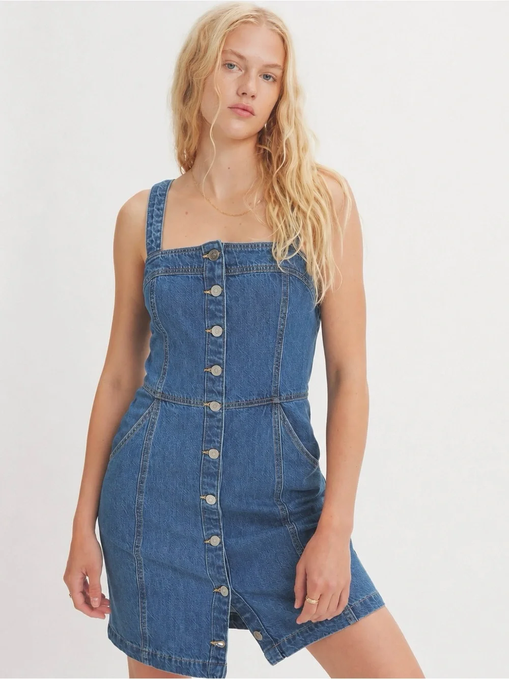Denim Button Down Jumper Dress 8 M
